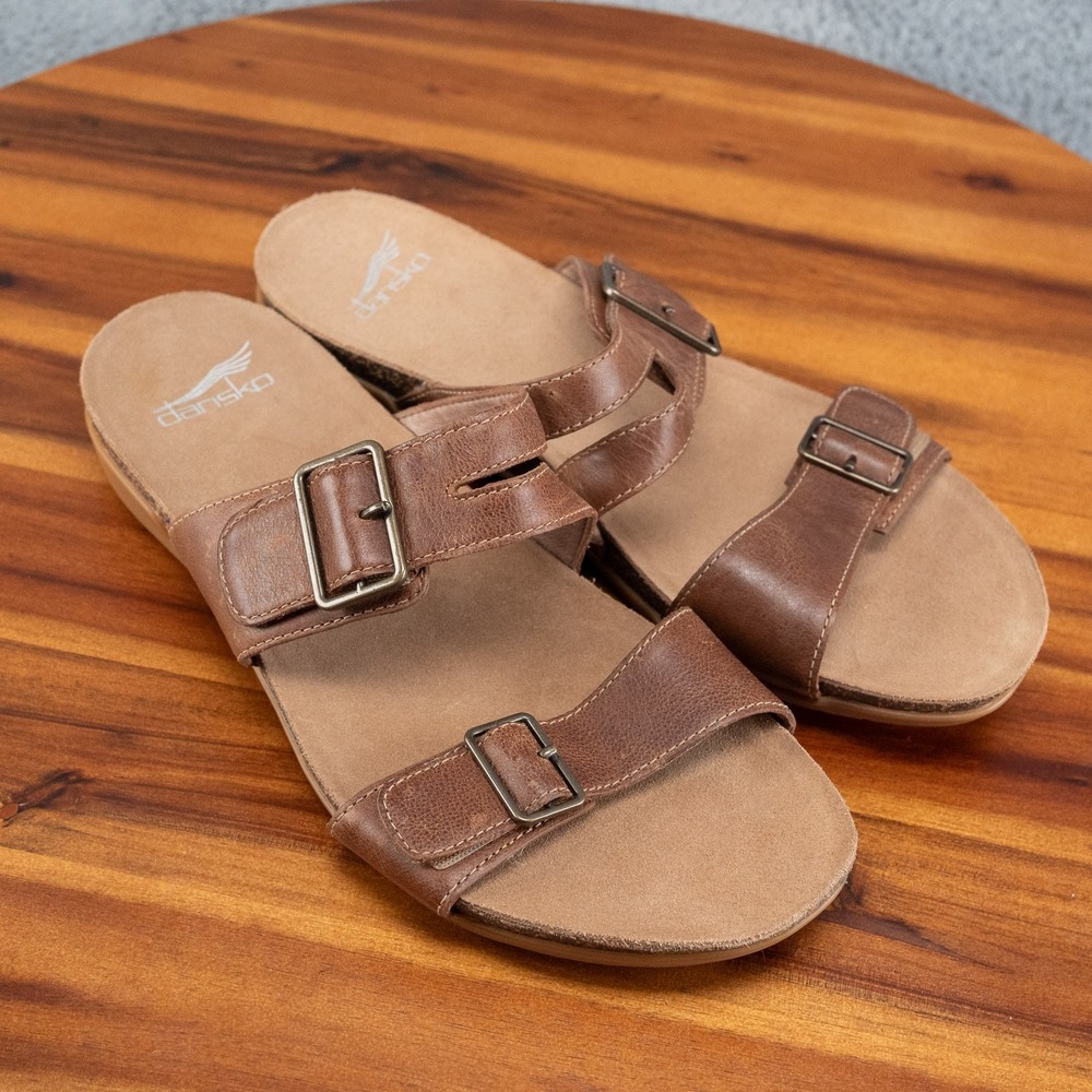 Dansko Rosie Buckle Straps Brown Leather Sandals Size 39 UK 8.5 US